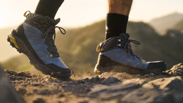 Hiking boots on rocky terrain